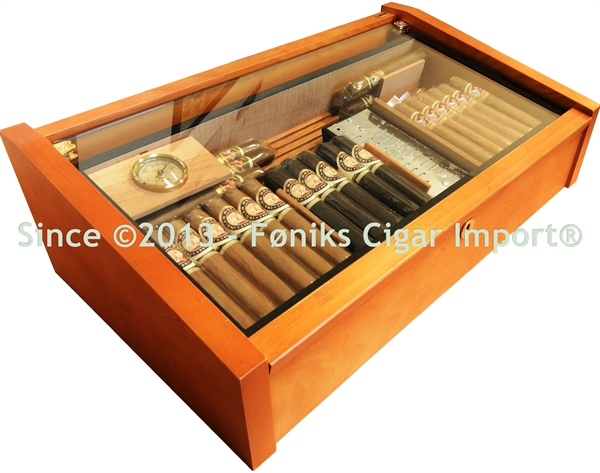 Adorini Humidor Mahogany Deluxe Glass Top (Brugt), Føniks Cigar Import